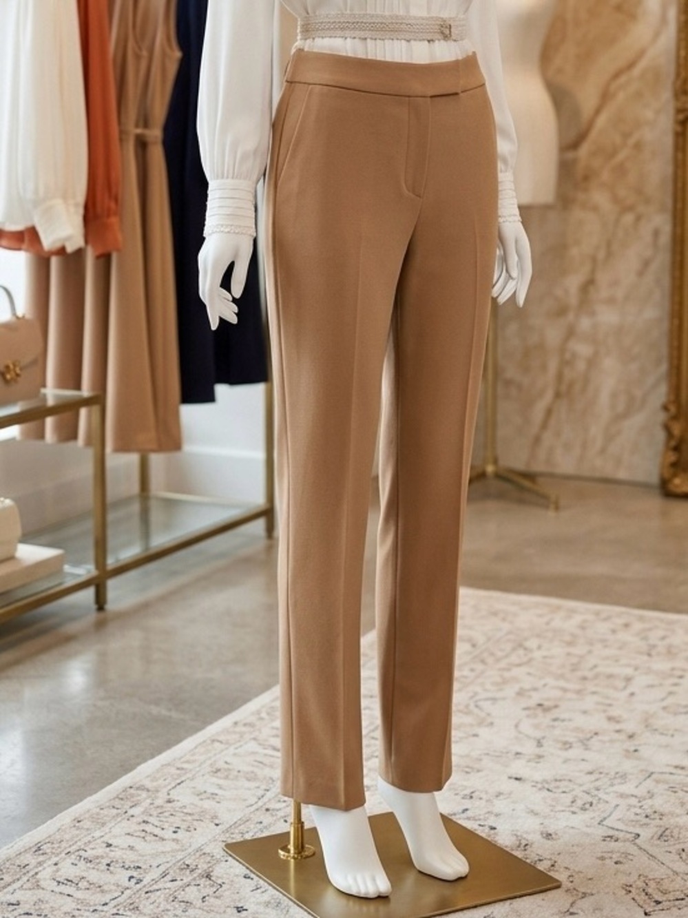 Talbots Straight-Leg Dress Trousers in Camel Brown